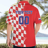 Custom Croatia Independence Day Hawaiian Shirt Grunge Checkerboard Patterns With Map - Wonder Print Shop