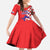 Custom Croatia Independence Day Kid Short Sleeve Dress Grunge Checkerboard Patterns With Map - Wonder Print Shop