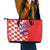 Custom Croatia Independence Day Leather Tote Bag Grunge Checkerboard Patterns With Map - Wonder Print Shop