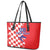 Custom Croatia Independence Day Leather Tote Bag Grunge Checkerboard Patterns With Map - Wonder Print Shop