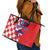 Custom Croatia Independence Day Leather Tote Bag Grunge Checkerboard Patterns With Map - Wonder Print Shop