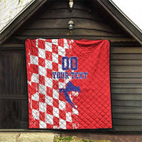 Custom Croatia Independence Day Quilt Grunge Checkerboard Patterns With Map - Wonder Print Shop