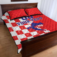 Custom Croatia Independence Day Quilt Bed Set Grunge Checkerboard Patterns With Map - Wonder Print Shop