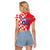 Custom Croatia Independence Day Raglan Cropped T Shirt Grunge Checkerboard Patterns With Map - Wonder Print Shop