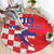 Custom Croatia Independence Day Round Carpet Grunge Checkerboard Patterns With Map