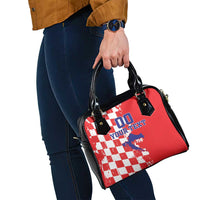Custom Croatia Independence Day Shoulder Handbag Grunge Checkerboard Patterns With Map