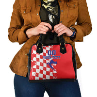 Custom Croatia Independence Day Shoulder Handbag Grunge Checkerboard Patterns With Map