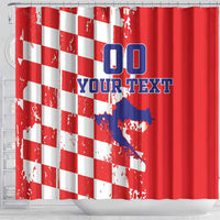 Custom Croatia Independence Day Shower Curtain Grunge Checkerboard Patterns With Map