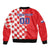 Custom Croatia Independence Day Sleeve Zip Bomber Jacket Grunge Checkerboard Patterns With Map - Wonder Print Shop