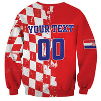 Custom Croatia Independence Day Sweatshirt Grunge Checkerboard Patterns With Map - Wonder Print Shop