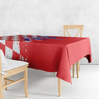 Custom Croatia Independence Day Tablecloth Grunge Checkerboard Patterns With Map - Wonder Print Shop
