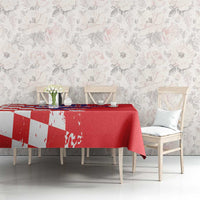 Custom Croatia Independence Day Tablecloth Grunge Checkerboard Patterns With Map - Wonder Print Shop