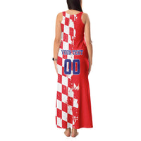 Custom Croatia Independence Day Tank Maxi Dress Grunge Checkerboard Patterns With Map - Wonder Print Shop