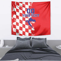 Custom Croatia Independence Day Tapestry Grunge Checkerboard Patterns With Map - Wonder Print Shop