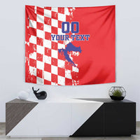 Custom Croatia Independence Day Tapestry Grunge Checkerboard Patterns With Map - Wonder Print Shop