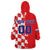 Custom Croatia Independence Day Wearable Blanket Hoodie Grunge Checkerboard Patterns With Map - Wonder Print Shop