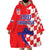 Custom Croatia Independence Day Wearable Blanket Hoodie Grunge Checkerboard Patterns With Map - Wonder Print Shop