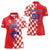 Custom Croatia Independence Day Women Polo Shirt Grunge Checkerboard Patterns With Map - Wonder Print Shop