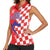 Custom Croatia Independence Day Women Sleeveless Polo Shirt Grunge Checkerboard Patterns With Map - Wonder Print Shop
