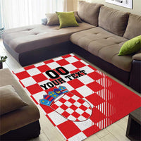 Custom Croatia Checkerboard Area Rug With Coat Of Arms - Wonder Print Shop