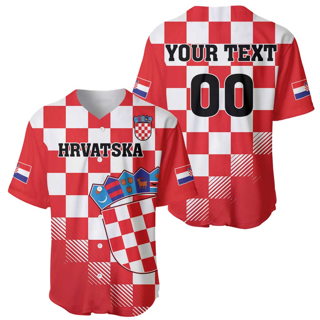Custom Croatia Checkerboard Baseball Jersey With Coat Of Arms - Wonder Print Shop