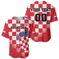 Custom Croatia Checkerboard Baseball Jersey With Coat Of Arms - Wonder Print Shop