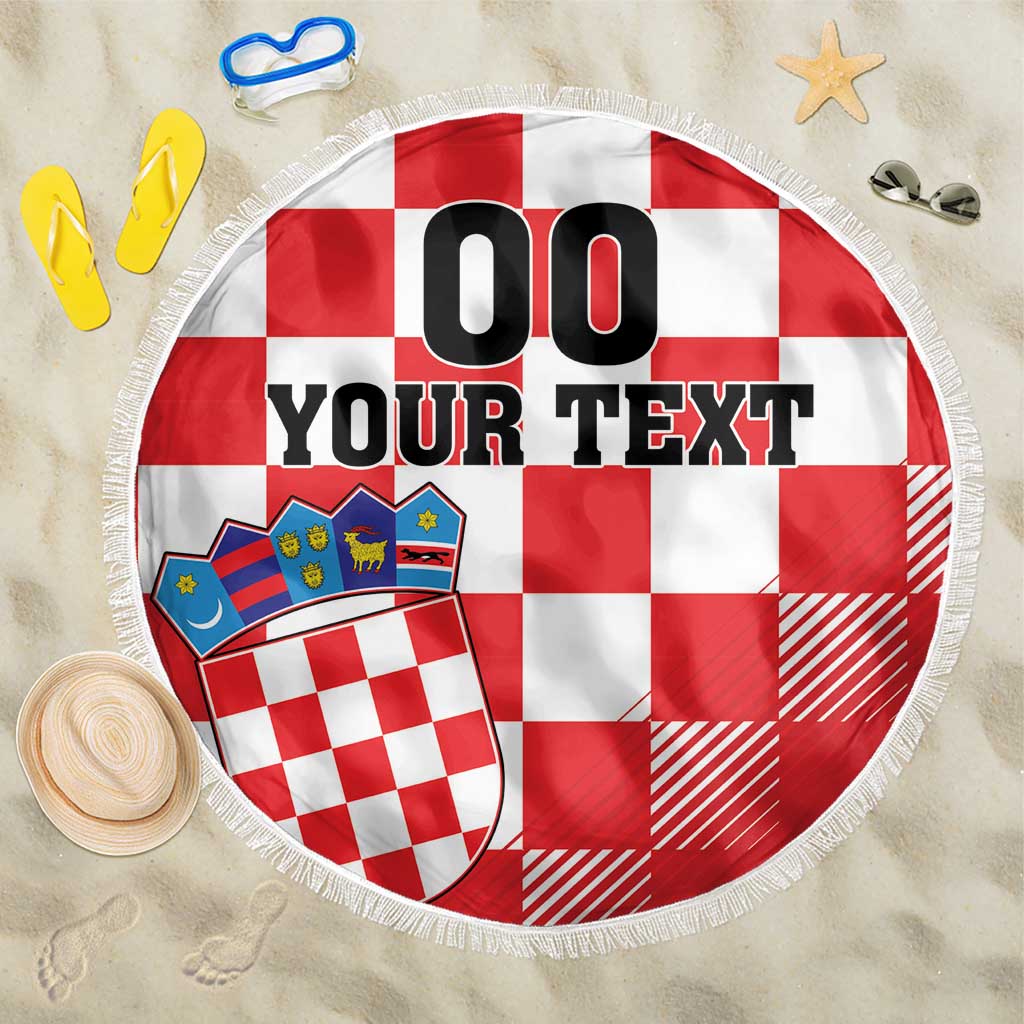 Custom Croatia Checkerboard Beach Blanket With Coat Of Arms - Wonder Print Shop
