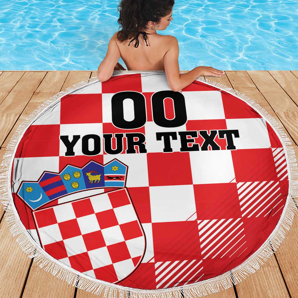 Custom Croatia Checkerboard Beach Blanket With Coat Of Arms - Wonder Print Shop