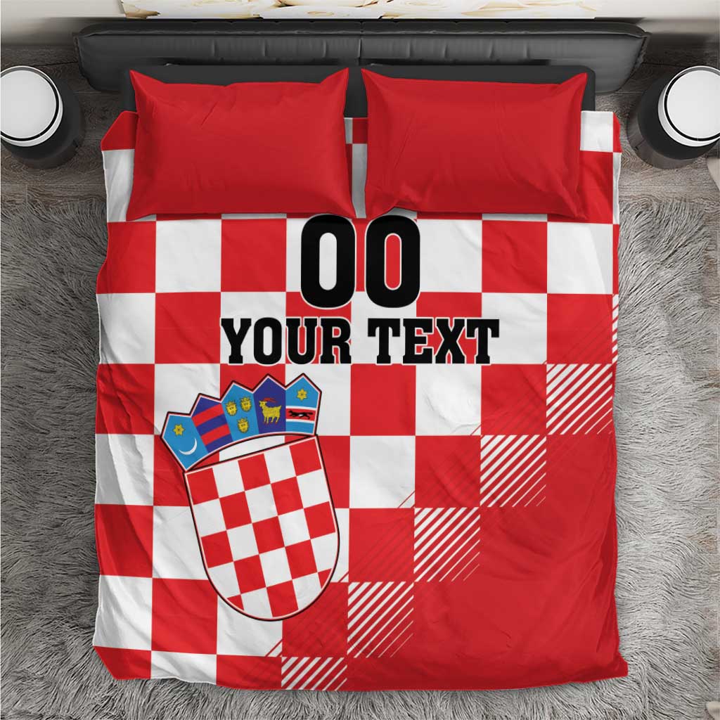 Custom Croatia Checkerboard Bedding Set With Coat Of Arms - Wonder Print Shop