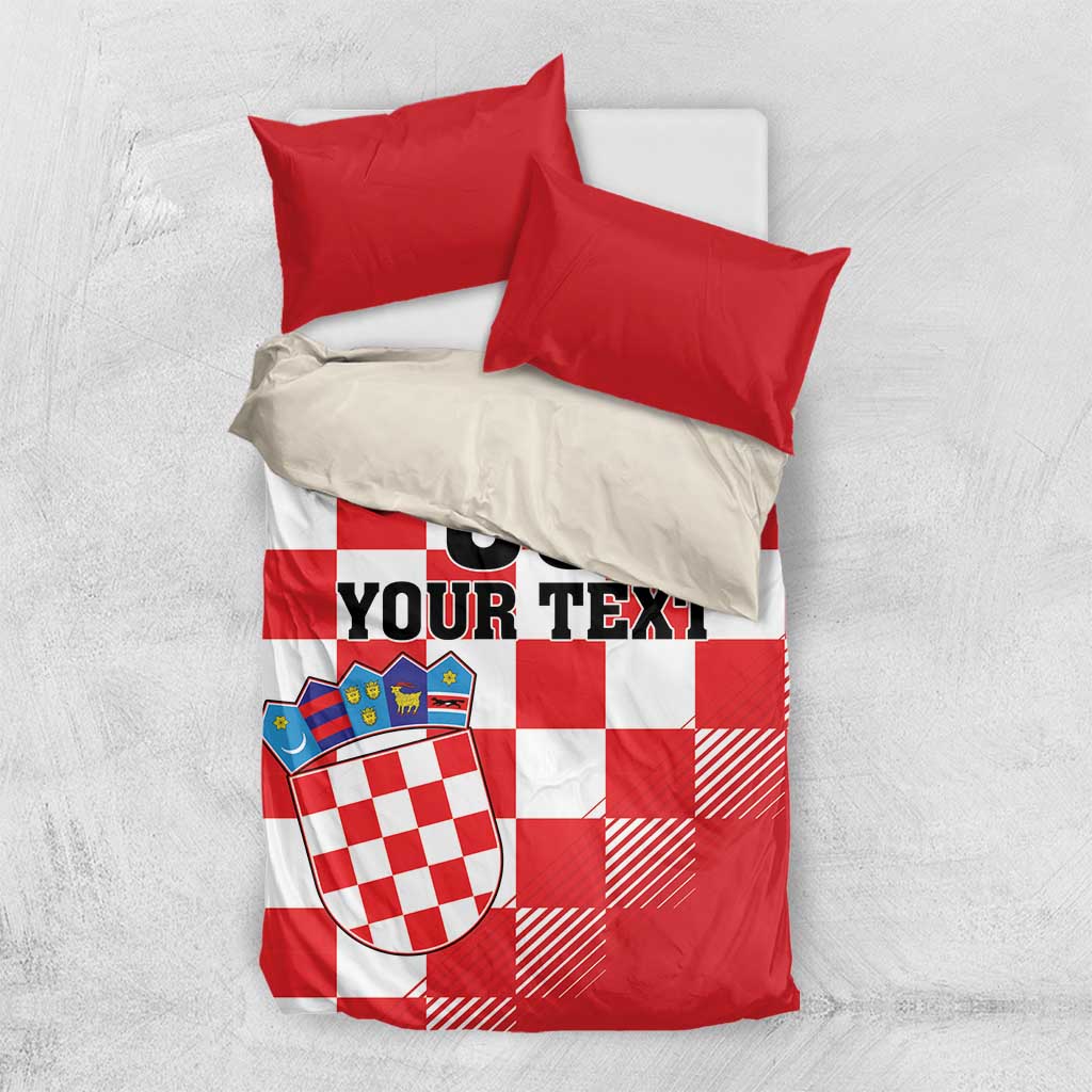 Custom Croatia Checkerboard Bedding Set With Coat Of Arms - Wonder Print Shop