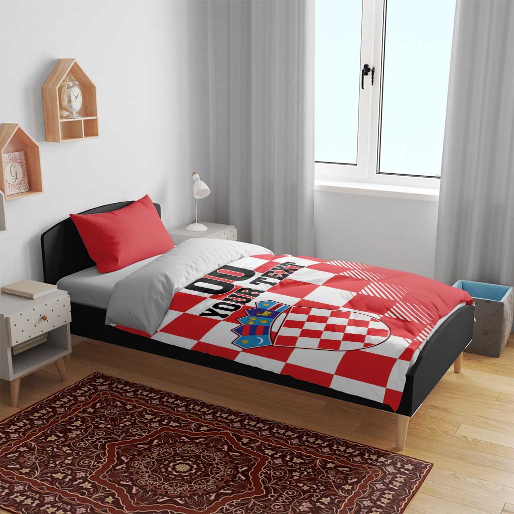 Custom Croatia Checkerboard Bedding Set With Coat Of Arms - Wonder Print Shop