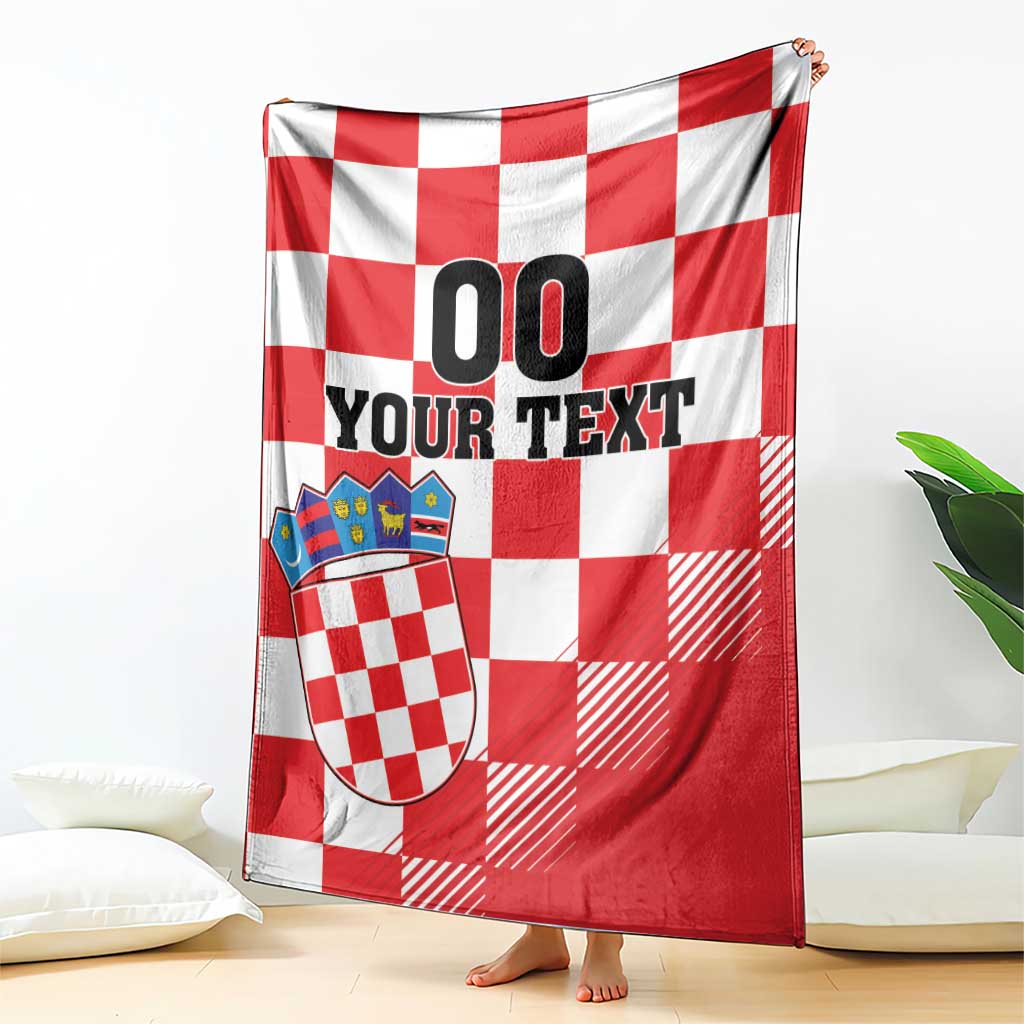 Custom Croatia Checkerboard Blanket With Coat Of Arms