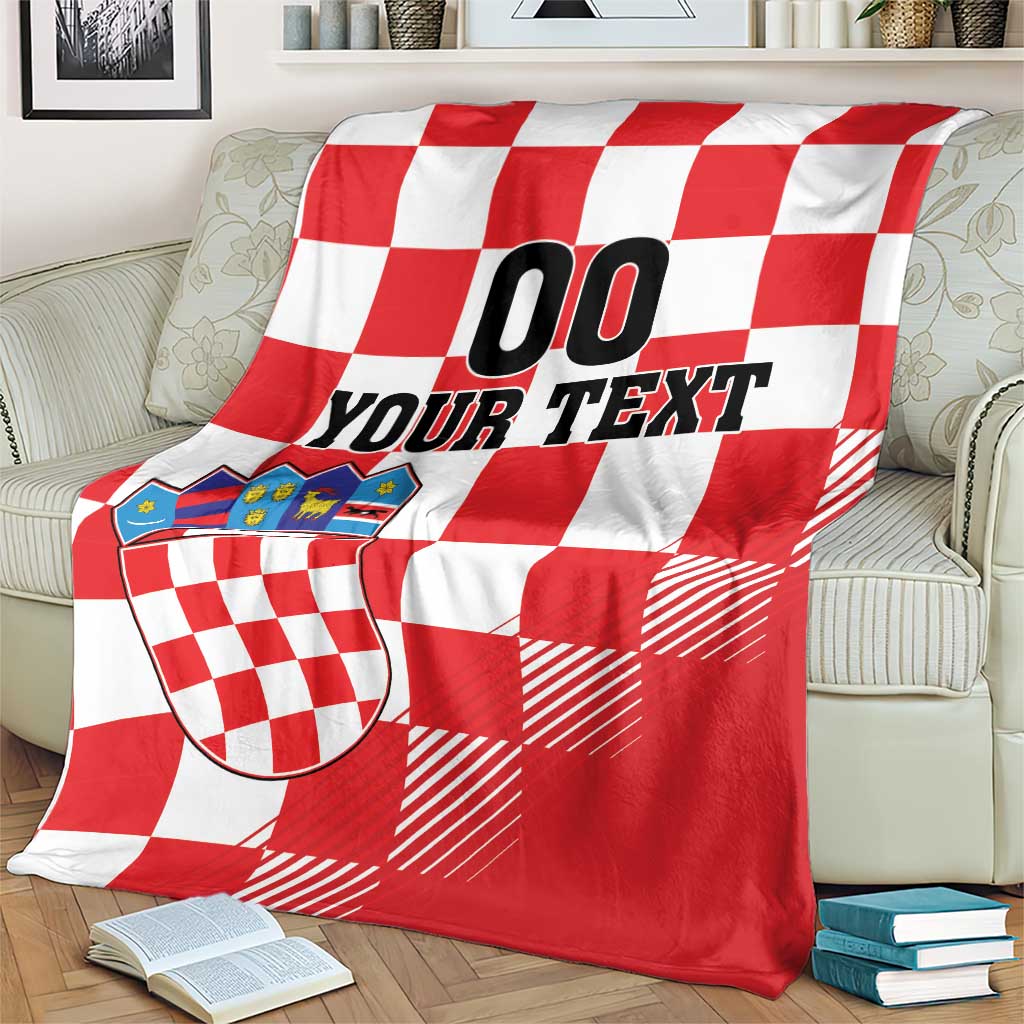Custom Croatia Checkerboard Blanket With Coat Of Arms