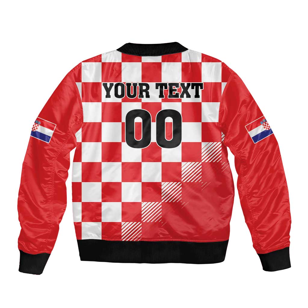 Custom Croatia Checkerboard Bomber Jacket With Coat Of Arms - Wonder Print Shop