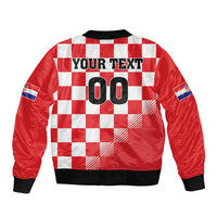 Custom Croatia Checkerboard Bomber Jacket With Coat Of Arms - Wonder Print Shop