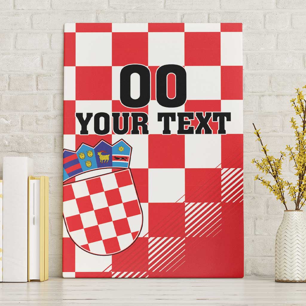Custom Croatia Checkerboard Canvas Wall Art With Coat Of Arms - Wonder Print Shop