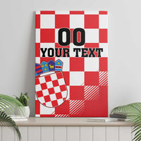 Custom Croatia Checkerboard Canvas Wall Art With Coat Of Arms - Wonder Print Shop