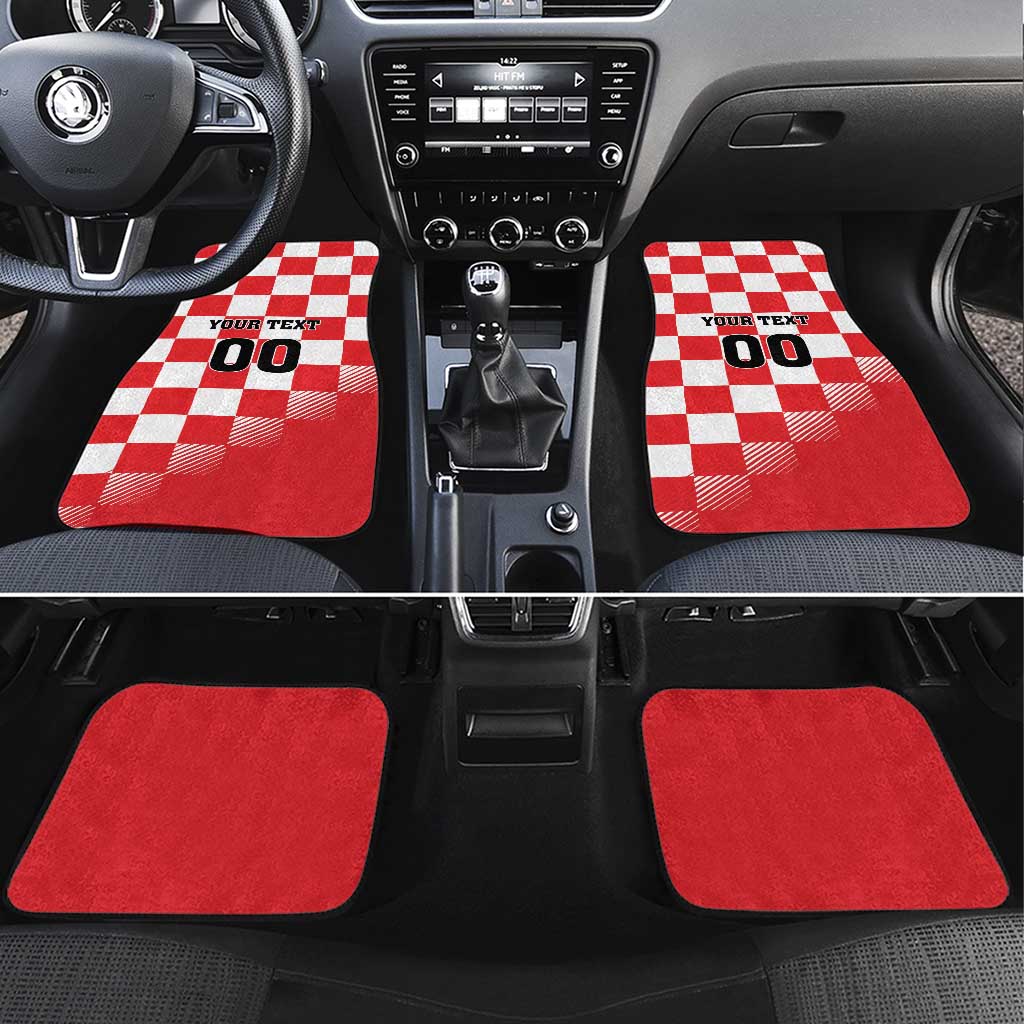 Custom Croatia Checkerboard Car Mats With Coat Of Arms - Wonder Print Shop