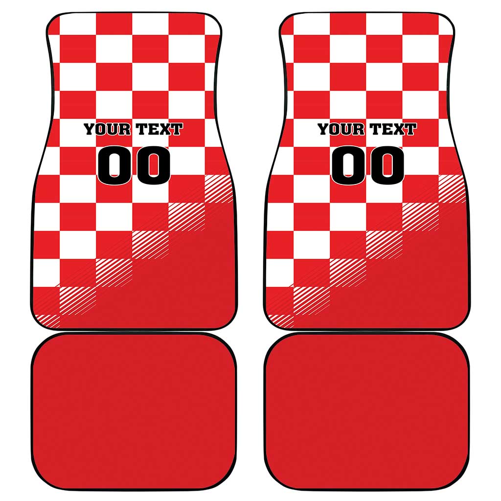 Custom Croatia Checkerboard Car Mats With Coat Of Arms - Wonder Print Shop