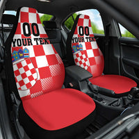 Custom Croatia Checkerboard Car Seat Cover With Coat Of Arms - Wonder Print Shop
