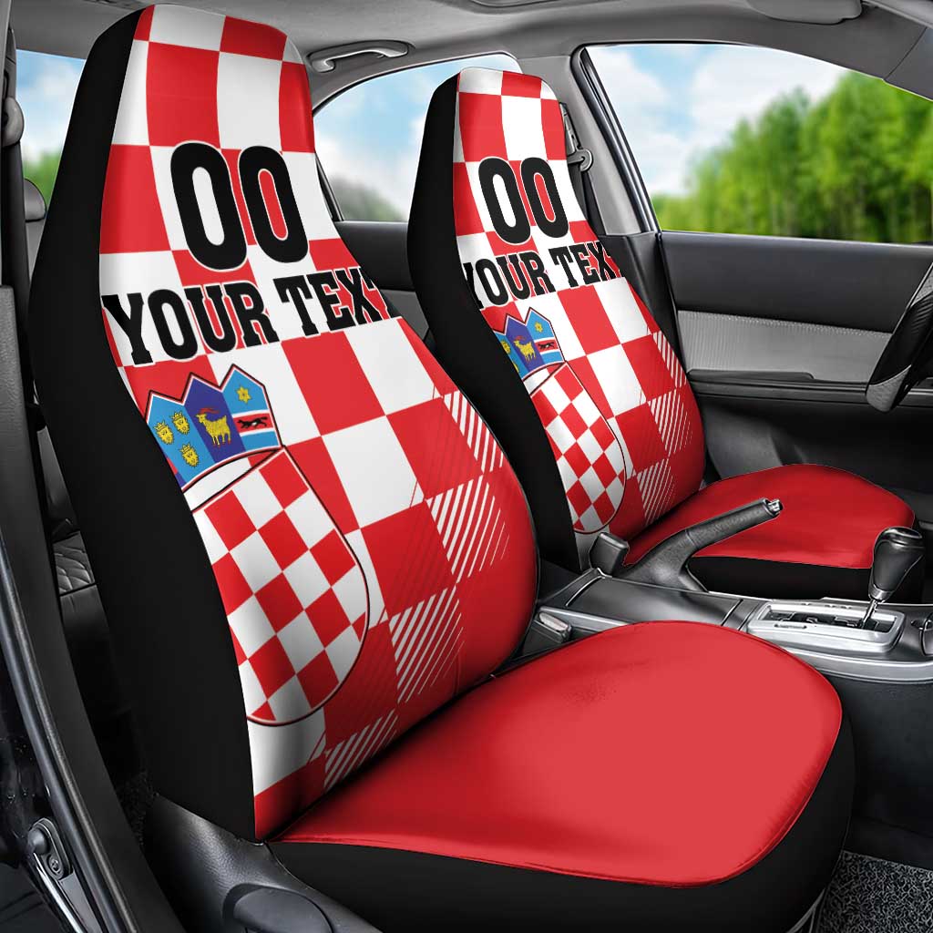 Custom Croatia Checkerboard Car Seat Cover With Coat Of Arms - Wonder Print Shop