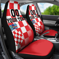 Custom Croatia Checkerboard Car Seat Cover With Coat Of Arms - Wonder Print Shop