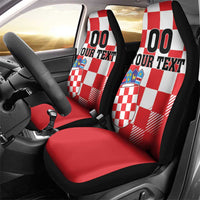 Custom Croatia Checkerboard Car Seat Cover With Coat Of Arms - Wonder Print Shop