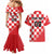 Custom Croatia Checkerboard Couples Matching Mermaid Dress and Hawaiian Shirt With Coat Of Arms - Wonder Print Shop