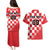 Custom Croatia Checkerboard Couples Matching Puletasi and Hawaiian Shirt With Coat Of Arms - Wonder Print Shop