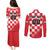 Custom Croatia Checkerboard Couples Matching Puletasi and Long Sleeve Button Shirt With Coat Of Arms - Wonder Print Shop