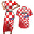 Custom Croatia Checkerboard Couples Matching Short Sleeve Bodycon Dress and Hawaiian Shirt With Coat Of Arms - Wonder Print Shop
