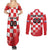 Custom Croatia Checkerboard Couples Matching Summer Maxi Dress and Long Sleeve Button Shirt With Coat Of Arms - Wonder Print Shop