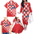 Custom Croatia Checkerboard Family Matching Off The Shoulder Long Sleeve Dress and Hawaiian Shirt With Coat Of Arms - Wonder Print Shop