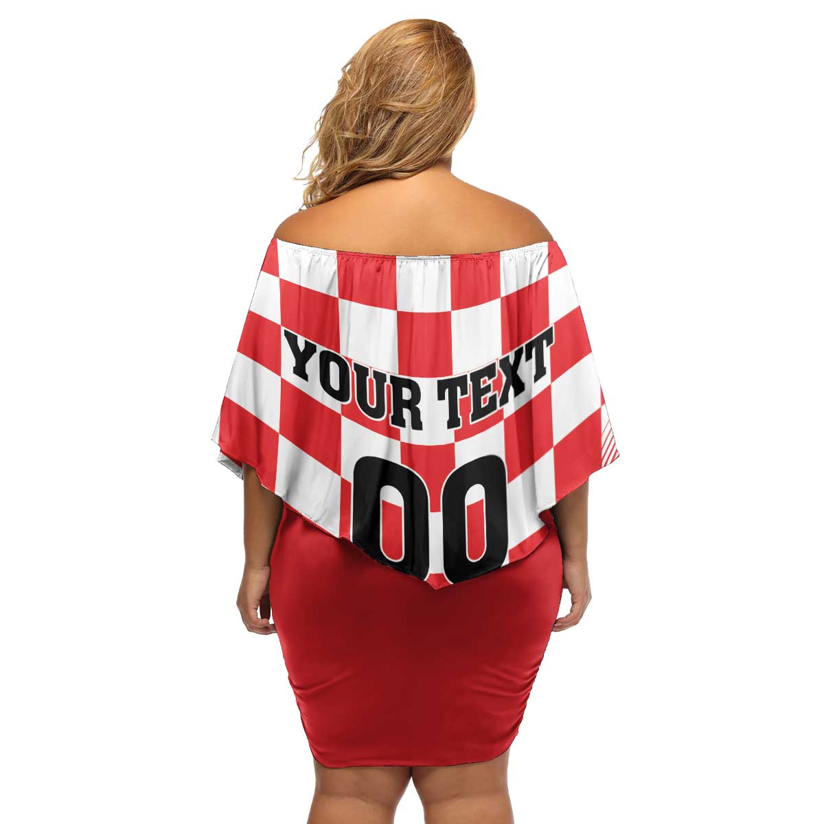 Custom Croatia Checkerboard Family Matching Off Shoulder Short Dress and Hawaiian Shirt With Coat Of Arms - Wonder Print Shop